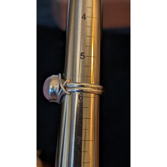 Pink Cabochon Stone 925 Sterling Silver Ring Size 5.75 - Picture 6 of 7